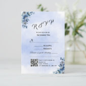 Blue Floral Wedding RSVP Cards (Stehend Vorderseite)