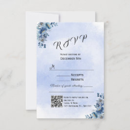 Blue Floral Wedding RSVP Cards