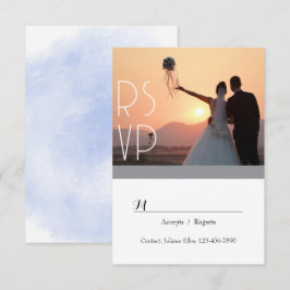 Blue Floral Wedding RSVP Cards Karte