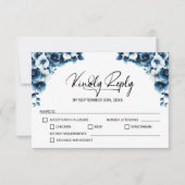 Blue Floral Wedding RSVP Karte (Vorderseite)