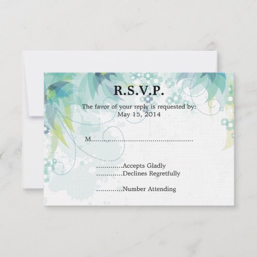 Blue Floral Wedding RSVP Karte (Vorderseite)