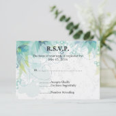 Blue Floral Wedding RSVP Karte (Stehend Vorderseite)