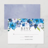 Blue Floral Wedding RSVP Karte (Vorne/Hinten)