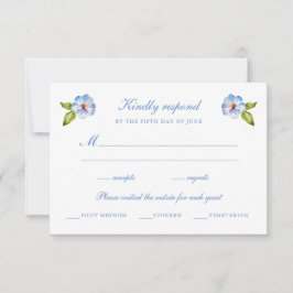 Blue Floral Wedding  RSVP Karte
