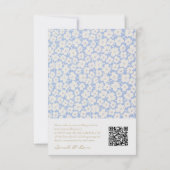 Blue Floral Wedding RSVP QR Code & Einladung (Rückseite)