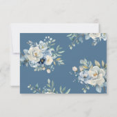 Blue Floral Wedding RSVP QR Code Enclosure Card Dankeskarte (Rückseite)