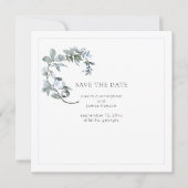 Blue Floral Wedding Save the Date Card (Vorderseite)
