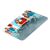 Blue Floral Wedding Save the Date Foto Collage Magnet (Linke Seite)