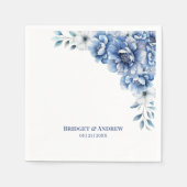 Blue Floral Wedding Serviette (Vorderseite)