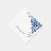 Blue Floral Wedding Serviette (Ecke)