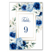 Blue Floral Wedding Tischnummer (Vorderseite)