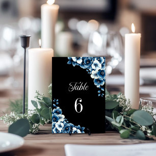 Blue Floral Wedding Tischnummer