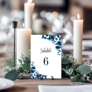 Blue Floral Wedding Tischnummer
