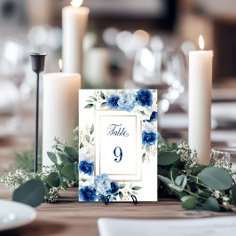 Blue Floral Wedding Tischnummer