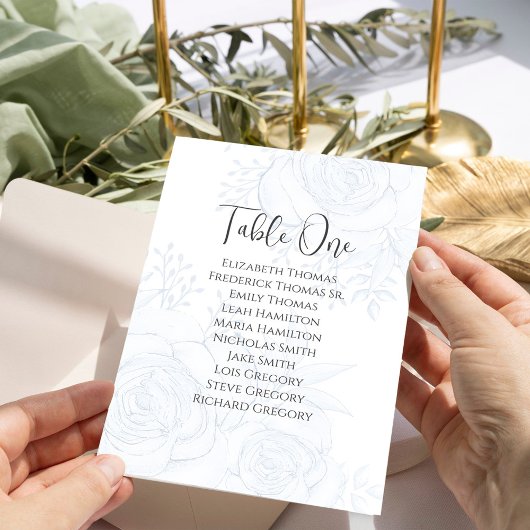 Blue Floral Wedding Tischnummer Custom