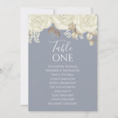 Blue Floral Wedding Tischnummer Elegante (Vorderseite)