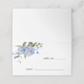 Blue Floral Wedding Tischnummer Platzkarte (Außenseite Aufgefaltet)