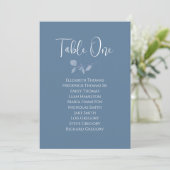 Blue Floral Wedding Tischnummer Sign (Stehend Vorderseite)