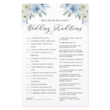 Blue Floral Wedding Traditions Brautparty Game
