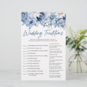 Blue Floral Wedding Traditions Brautparty Game Briefpapier (Stehend Vorderseite)