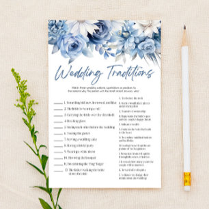 Blue Floral Wedding Traditions Brautparty Game Briefpapier