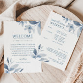 Blue Floral Wedding Welcome & Itinerary Card Einladung