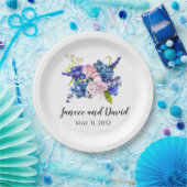 Blue Floral Wedpaper Tellers Garden Blume Pappteller (Party)