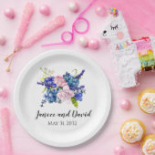 Blue Floral Wedpaper Tellers Garden Blume Pappteller (Party)