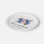 Blue Floral Wedpaper Tellers Garden Blume Pappteller (Schrägansicht)