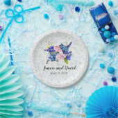 Blue Floral Wedpaper Tellers Garden Blume Pappteller (Party)