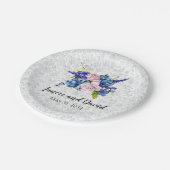 Blue Floral Wedpaper Tellers Garden Blume Pappteller (Schrägansicht)