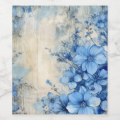 Blue Floral Weinetikett (Einzelnes Label)