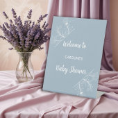Blue Floral Welcome Baby Duschzeichen Sockelschild