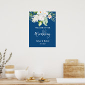 Blue Floral Welcome Wedding Sign Poster (Küche)
