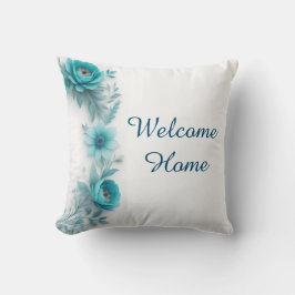 Blue floral Welcome Zuhause, Welcome Zuhause dekor Kissen