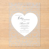 Blue Floral Whimsical Heart Baby Shower  Acryleinladungen (Vorderseite)