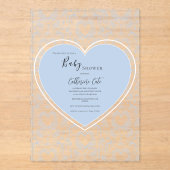 Blue Floral Whimsical Heart Baby Shower  Acryleinladungen (Vorderseite)
