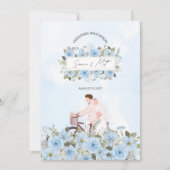 Blue Floral Whismeric Wedding Einladung Trending (Vorderseite)
