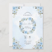 Blue Floral Whismeric Wedding Einladung Trending (Rückseite)
