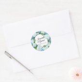 Blue Floral White Hydrangea Leaf Damask Wedding Runder Aufkleber (Umschlag)