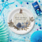 Blue Floral White Pumpkin Baby Boy Dusche Pappteller (Party)