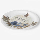 Blue Floral White Pumpkin Baby Boy Dusche Pappteller (Schrägansicht)