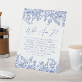 Blue Floral Who I Brautparty Game Sign Sockelschild (In SItu)