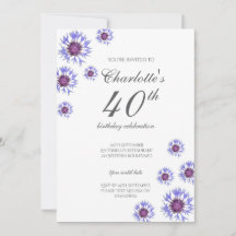 Blue Floral Wildblume 40. Geburtstag Party