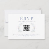 Blue Floral Wildblume Wedding RSVP QR Code Cards (Vorderseite)