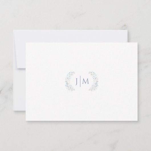 Blue Floral Wildblume Wedding RSVP QR Code Cards (Rückseite)