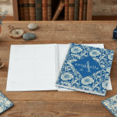 Blue Floral William Morris Elegant Monogram Planer
