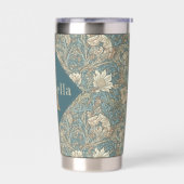 Blue Floral William Morris Elegant Monogram Thermobecher (Links)