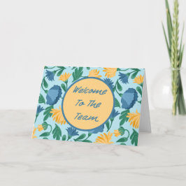 Blue Floral Willkommen im Team Neuer Mitarbeiter Karte