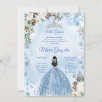 Blue Floral & Winter Holiday Mis Quince Geburtstag
